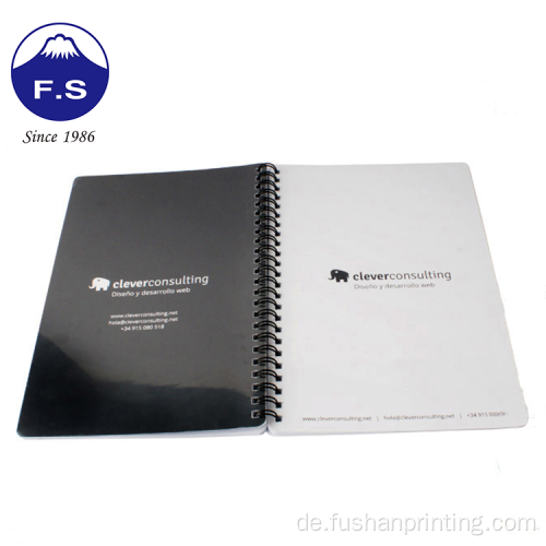 Benutzerdefinierte Drahtkartonabdeckung A5 Black Spiral Notebook
